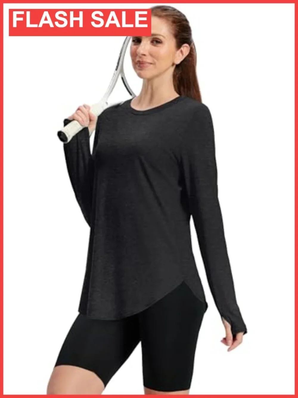 Women's Long Sleeve Workout Top with Thumb Holes UPF 50+ Sun Shirt for Hiking